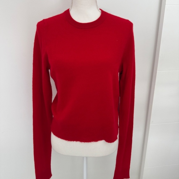 Re/Done Red Cashmere Crewneck Long Sleeve Top In Fire Casual Workwear - Picture 3 of 10